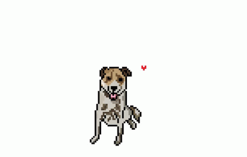 Love Sitting Dog And Floating Pixelated Heart GIF