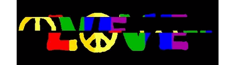 Love Word in Rainbow Colors with Peace Sign