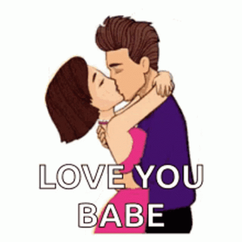 Love You Babe Kissing Animation GIF