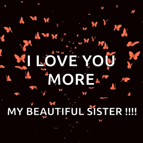 Love You Beautiful Sis Heart Butterfly GIF