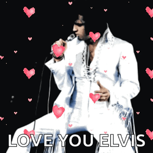 Love You Elvis Floating Hearts Artwork GIF