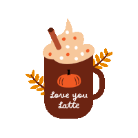 Love You Latte Pumpkin Spice Sticker GIF
