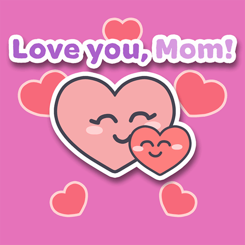 Love You Mom Pink Heart Background
