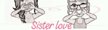 Love You Sister Animated Girls Heart Signs GIF