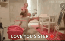 Love You Sister Hitting With Toy GIF