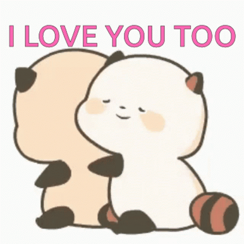 Love You Too Cute Racoon Chibi Hug GIF