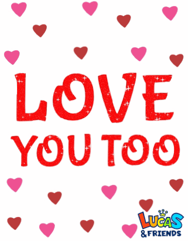 Love You Too Poster With Hearts