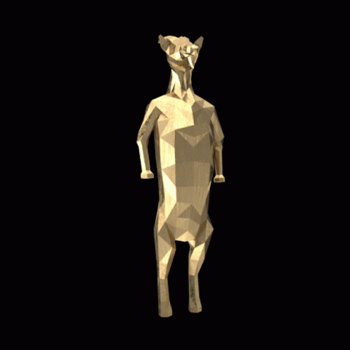 Low Poly Cat Statue Standing