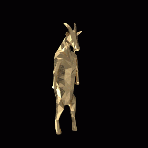 Low Poly Goat Statue with Horns