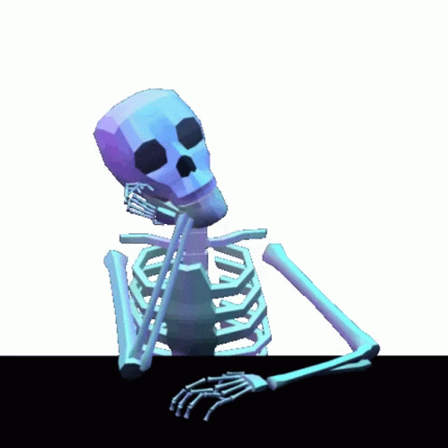 Low Poly Skeleton With Purple Head Sitting GIF