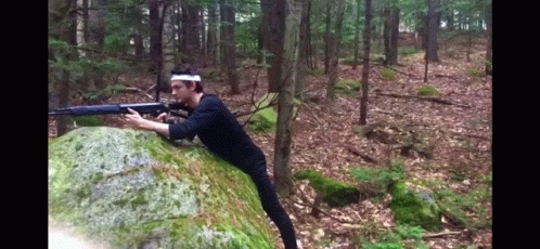 Lt Dan Firing In The Forest GIF
