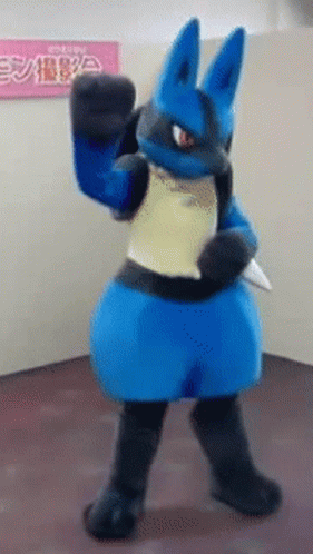 Lucario Costume Waving Bye Hello GIF