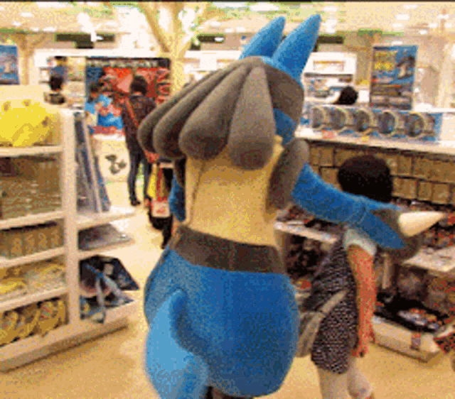 Lucario Mascot Kid Hug GIF