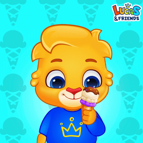 Lucas And Friends Cartoon Eating Ice Cream Cone GIF