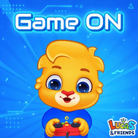 Lucas and Friends Cartoon Holding Game Controller