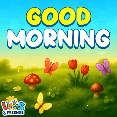 Lucas and Friends Greeting Card with Butterflies and Flowers