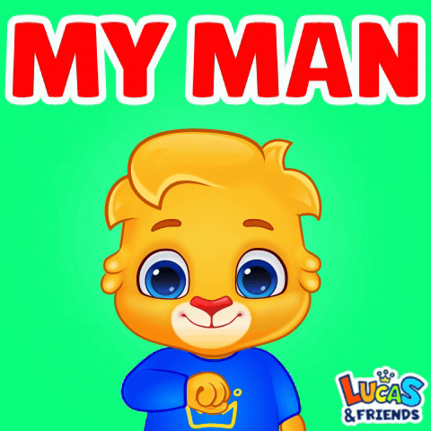 Lucas and Friends Lion Pointing at Camera