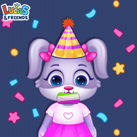 Lucas And Friends Rabbit With Party Hat GIF