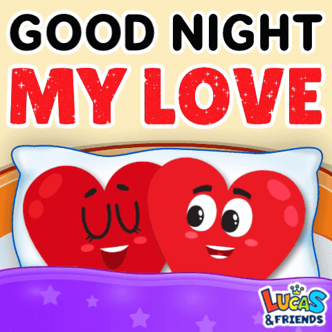 Lucas And Friends Two Hearts On Bed Card GIF