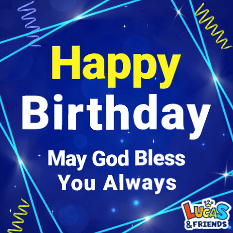 Lucas And Friends Wishes A Happy Birthday With A Blue Background GIF