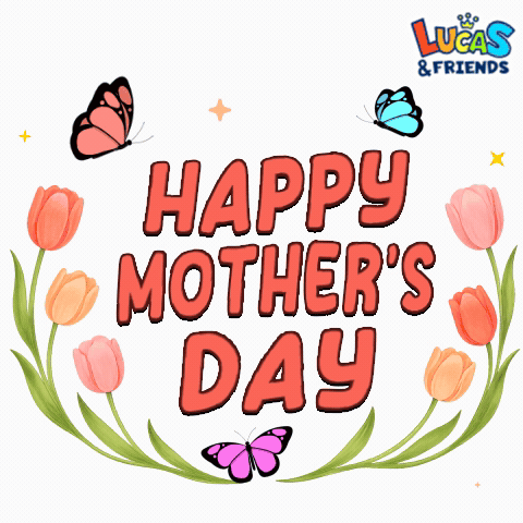 Lucas & Friends Mother's Day Sticker with Flowers and Butterflies