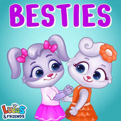 Lucas & Friends Poster With Two Rabbits Shaking Hands