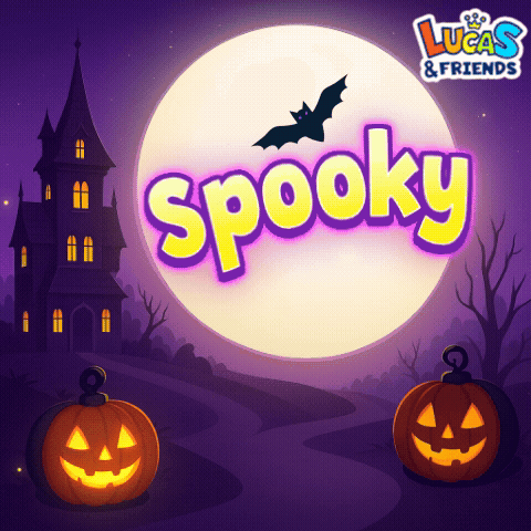Lucas & Friends Spooky Poster With Bat and Pumpkins
