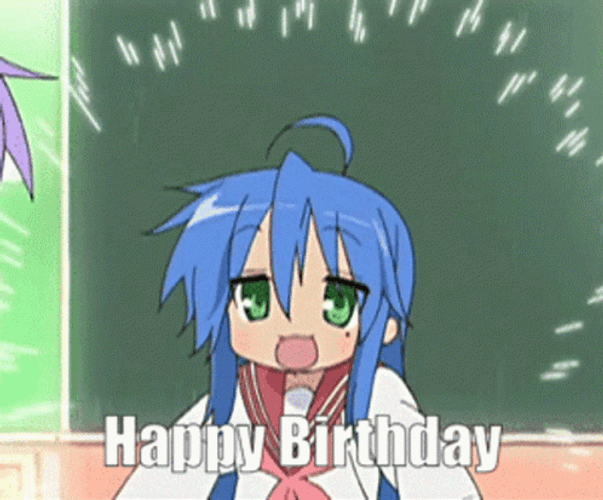 Kawaii School Girl Anime Happy Birthday GIF  GIFDBcom