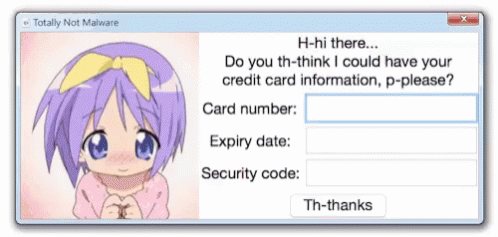 Lucky Star Tsukasa Hiiragi Credit Card Scam GIF