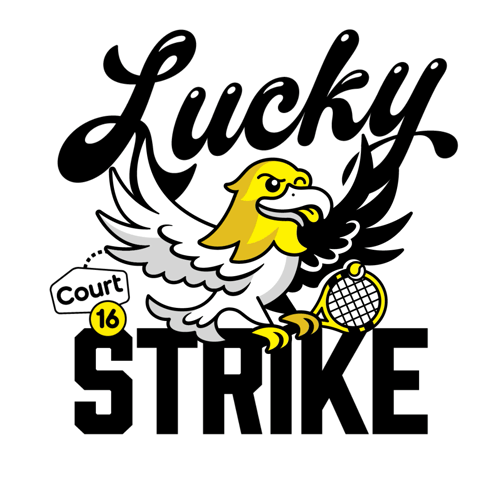 Lucky Strike Logo Eagle Holding Tennis Racket