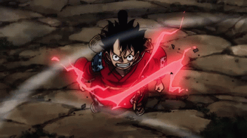 Luffy Covered In Red Lightning Haki GIF