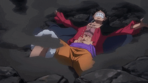 Luffy Fighting And Falling To The Ground GIF