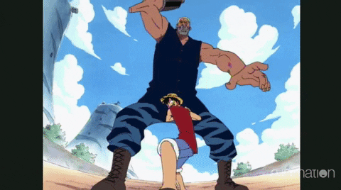 Luffy Fighting With Koby And Meppo GIF