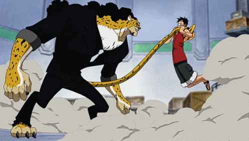 Luffy Fighting With Rob Lucci In Leopard Form GIF