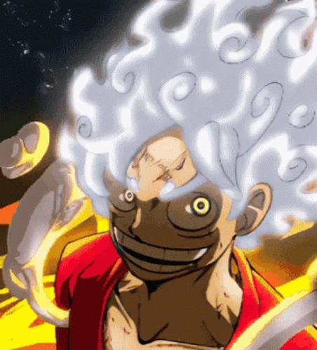 Luffy Gear 5 Head On Fire GIF