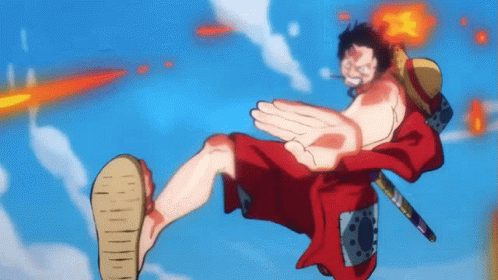 Luffy Haki Used Red Hawk GIF