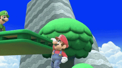 Luigi Kicking Down Mario GIF