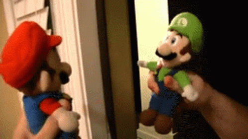 Mario And Luigi Hand Puppets GIF