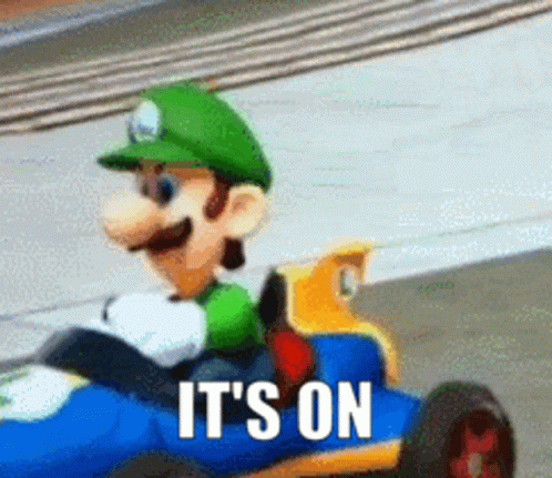 Luigi Driving Kart Saying It's On GIF