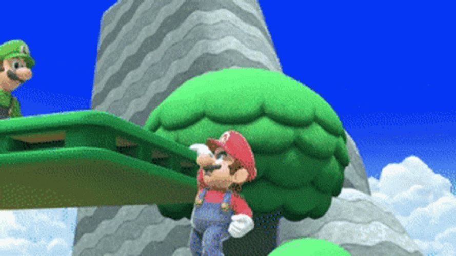 Luigi Kicking Down Mario GIF