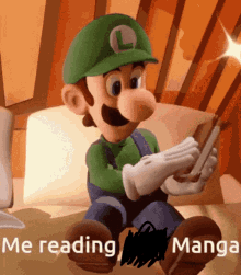 Luigi Reading Book Instantly Sleep GIF