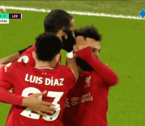 Luis Diaz With Virgil Van Dijk GIF