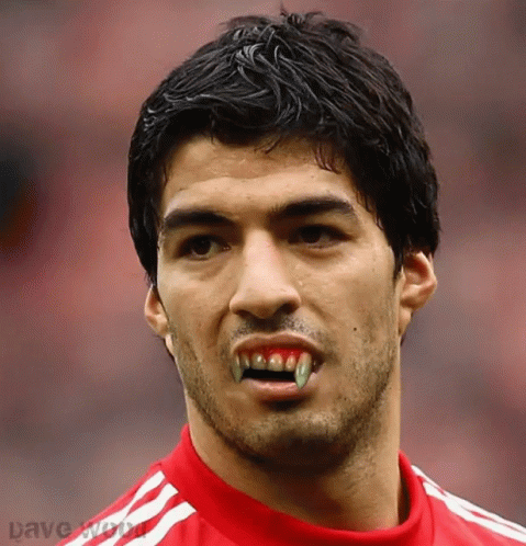 Luis Suarez Vampire Teeth GIF