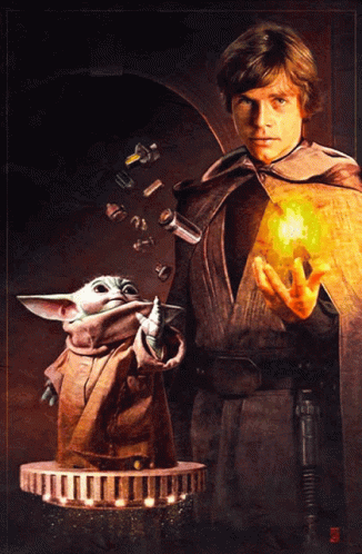 Luke Skywalker With Baby Yoda GIF