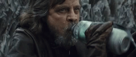 Old Luke Skywalker Drinking From Bottle GIF
