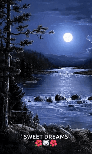Luminous Blue Moon From Afar GIF