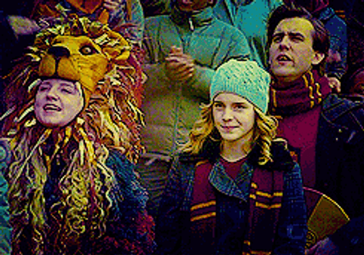 Luna Lovegood Cheering With Hermione And Neville GIF