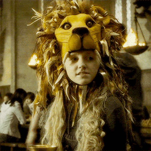 Luna Lovegood Wearing Lion Headdress GIF