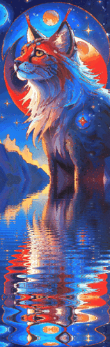 Lunar Lynx In Blue Moon GIF