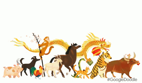 Lunar New Year 2022 Animals Marching GIF